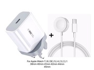 {套裝iWatch Type C充電缐+充電器｝USB C Fast Watch Charger Cable Compatible with Apple iWatch Series SE 7/6/5/4/3/2/1 38mm/40mm/41mm/42mm/44mm/45mm- Type C 1M 3.3ft 蘋果手錶快速充電缐 + 充電器