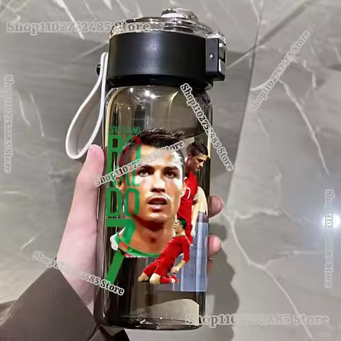 Cristiano Ronaldo CR7 Print Water Bottle Portable Sports Fitness Large Capacity Transparent Cups Men