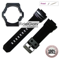 G-Shock GA-200 / GA-201 / GAS-100 / GAW-100 Black Glossy Bezel and Strap