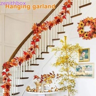ZENITHBOX​ Red Autumn Maple Leaves, Creative 1.7m Artificial Maple Garland, Autumn Leaf Garland Real