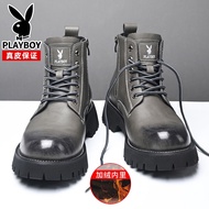 K-J Playboy Dr. Martens Boots Men's Leather High-Top Breathable British Style Retro Ankle Boots Spring Thick Bottom Work