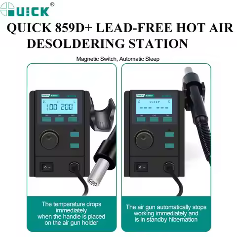 QUICK 859D+ Twin-turbo Hot Air Stable Rapid Heating Lead-free Rework Station Mobile phone Motherboar