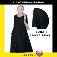 Baju Raya  Dress Jubah Hitam Baru 2022 New Fashion Plain Jubah Abaya Muslimah Black with Pearl Plus Size