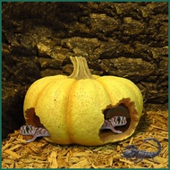 Gecko Cave Pumpkin Shape Resin Cave Tortoise Hideaway For Tank Habitat Enclosure Gecko Snake Lizard 