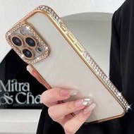 1pc Rhinestone Electroplating Laser Engraved TPU Phone Case Compatible With IPhone 16/7P/8P/ X/XS/XR