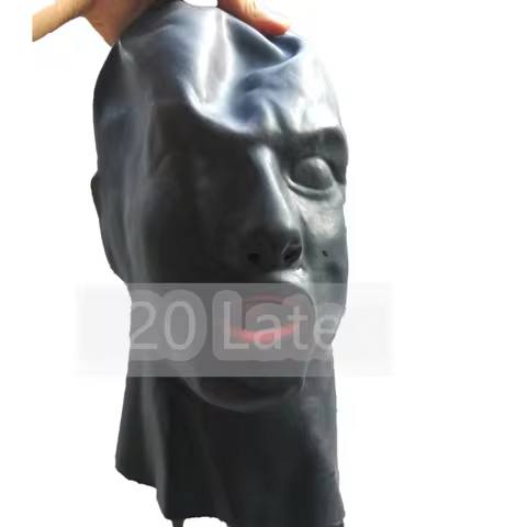 0.8mm Hot 3D Unisex Latex Hood with 15CM Long Nose Tube Red Teeth Gag Rubber Mask Suit for Head Arou