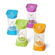 Hand2mind Jumbo 1, 2, 5, and 10 Minute Sand Timer Set with Soft Rubber End Caps, Hourglass Timer,