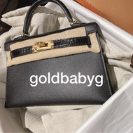 已售 Mini kelly II touch 黑金 鱷魚皮 madame 皮 MK2 mini kelly 二代 一代 not kelly pochette Birkin 25 picotin 18 