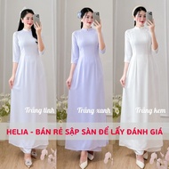 [MISSED Sleeves]traditional short-sleeved student ao dai - Plain white ao dai with 2 soft, smooth an