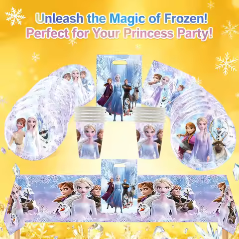Girl Frozen Birthday Party Supplies Disposable Elsa Anna Olaf Plates Cups Decorations Kit For