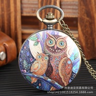 Flip-top Pocket Watch With Cartoon Owl Pattern. Cute Student Watch With Multiple Styles To Choose Fr