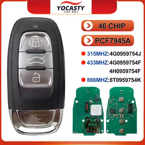 4G0959754F Keyless Smart Car Key 315/433/868MHz For 2011 2012 2013 2014 2017 2018 Audi A4 A5 A6 A7 S