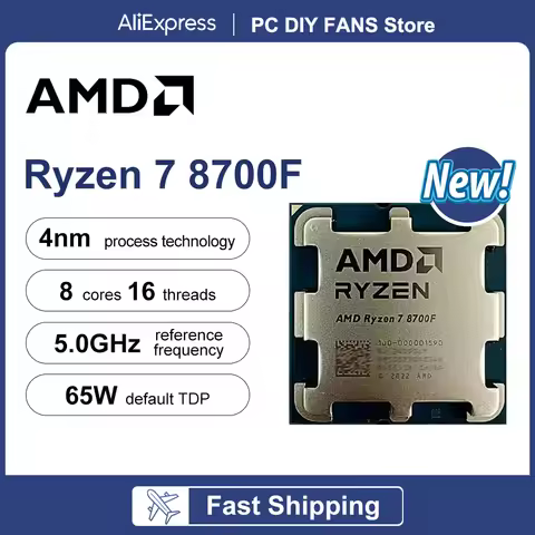 AMD Ryzen 7 8700F New R7 8700F 8-Core 16-Thread 5.0GHz 4NM DDR5 CPU 100-000001590 Socket AM5 TDP 65 