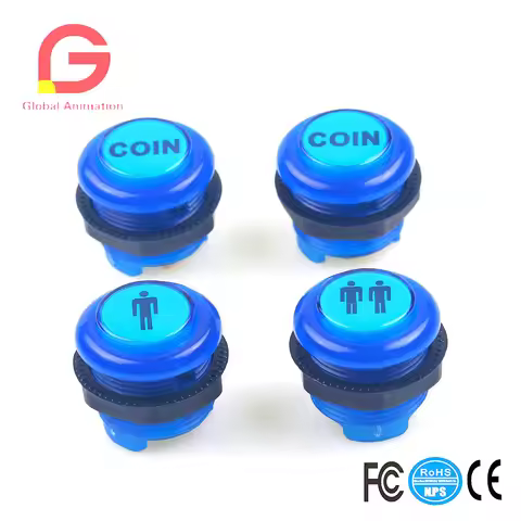 4 Pcs/Lot 5V LED Illuminated Push Button 1P / 2P Player Start Buttons + 2x Coin Buttons for MAME & J