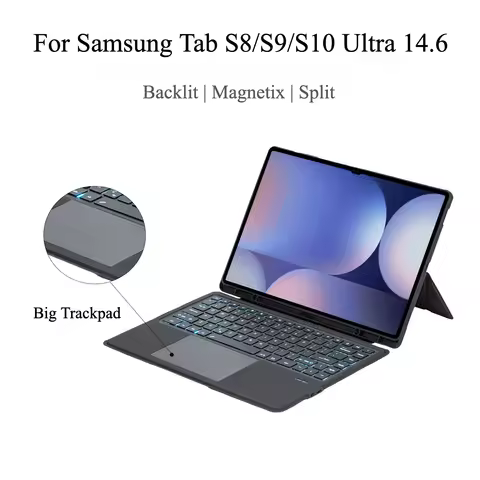 Backlit Keyboard Cover for Samsung Galaxy Tab S10 Ultra S8 Ultra S9 Ultra 14.6 , Detachable Keyboard