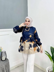 Baju Batik Wanita Atasan Blus Batik Pekalongan Murah Lengan Tiga Perempat Motif Terbaru Adem New Mod
