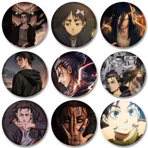32/44/58mm Eren Yeager Icons Pin Handmade Brooch for Clothes Cartoon Cosplay Badge Backpack Decorati