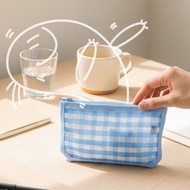 台灣LV-拉鍊包(藍白格-大)