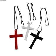 CLEIGHTEEN8H Wood Cross Pendants Necklace, Black Y2k Hip Hop Necklace, Fashion Punk Gothic Sweater C