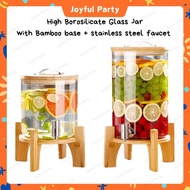 Party Glass Jar Beverage Dispenser Juice with stand wood