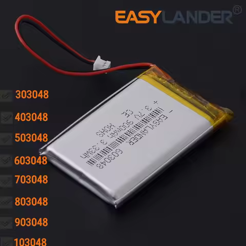 JST1.25 2P 3.7V 900mAh 603048 303048 403048 503048 703048 803048 903048 103048 123048 Lithium Li Pol