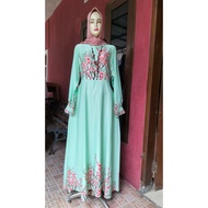 gamis motif bunga sakura terbaru baju muslim wanita murah dress muslim