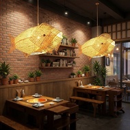 【In stock】japanese creative bamboo lantern pendant light led restaurant/tea room/dining light retro 