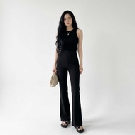 Flare Pants - Highwaist Flare Pants - Women's Semi-Cutbray Culottes Pants for Women