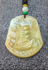 天然緬甸翡翠A玉光令水潤幼潔老種舊工冰蜜糖黃翡精美一帆風順黃金係兩