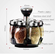 Condiment Steel 7Pcs Stainless Spice Jars 360 Degree Rotation Kitchen Seasoning Salt Pepper Spice Ra