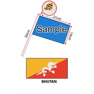 Bhutan Hand Flag With Stick (14x21cm)/ Bendera Tangan Dunia Bhutan (14x21cm)