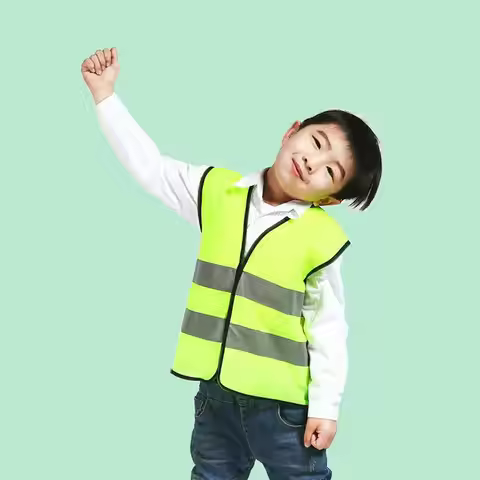 Kids Safety High Visibility Vest Reflective Yellow Fluorescent Safety Vest Clothing Children Protect