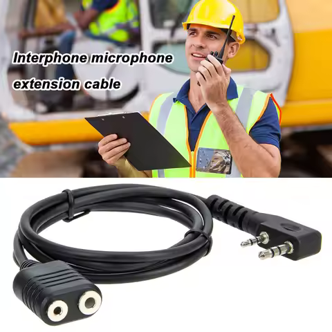1m Microphone Extension Cable 2-Pin K Type Walkie Talkie Extension Core Replacement Ham Radio Access