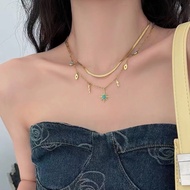 🔥Ready Stock现货🔥蓝石松不褪色Stainless Steel钛钢双层项链