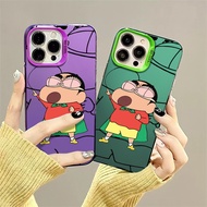 Funny Superman Crayon Shin Chan Phone Case Compatible for IPhone 7 8 Plus 11 13 12 14 15 Pro XR X XS Max SE 2020 Lens Protector Silicone Casing Shock-absorbing  Metal Button