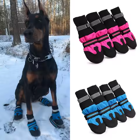 Outdoor Reflective Big Dog High Shoes for Medium Large Dogs Waterproof Non-slip Pet Boots Doberman G