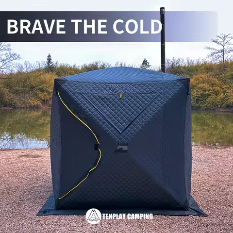 TENPLAY 4-PERSON Pop-Up Ice Fishing Tent, Winter Hot Tent with Stove Jack, 5000mm Waterproof Portabl