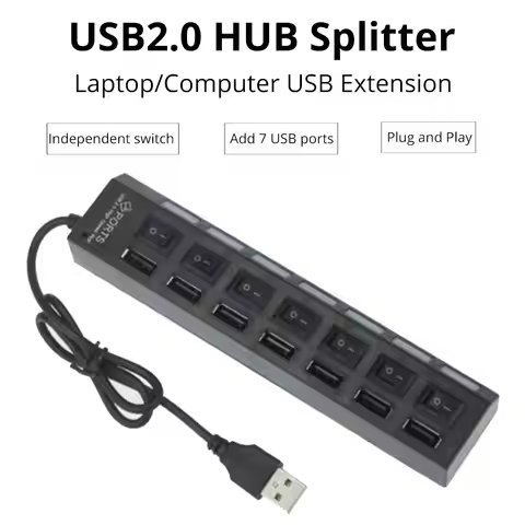 Switch Extension Hub 7-port USB2.0 Hub Computer USB Extension Hub One Drag Seven USB2.0 Splitter PC 
