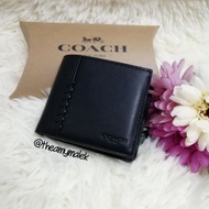 Coach Men Mens Wallet Black Leather in Box +