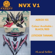 Rapido NVX V1 Aerox-155 Coverset ( Sticker Tanam) BLACK/RED