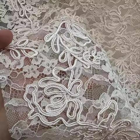 2025 Newest Style Pink Cording Lace Fabric For Evening Dresses Formal Gowns Wedding Dress Designer D