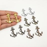 2Pcs / Set 3D Small Metal Boat Anchor logo Badge Cross Pirate Ship Car Rear Sticker Trunk Emblem Gri