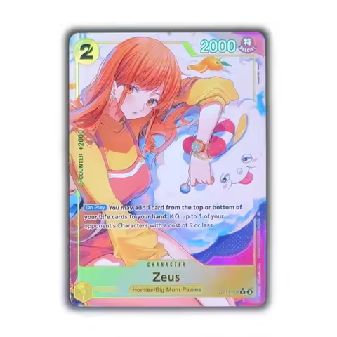 4Pcs OPCG One Piece TCG English 2 Cost Zeus OP11-106 Zeus Rare Card Nami&Zeus Textured Foil Card Ani