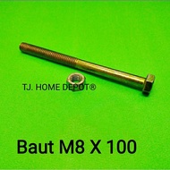 M8 BMK 8 X 100 mm Yellow BNK Nut and Bolt
