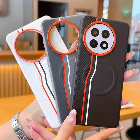 Color-block Dual-Line Built-in Wireless Charging Magnetic Ring Case For OnePlus 15 One Plus 13s 13T 