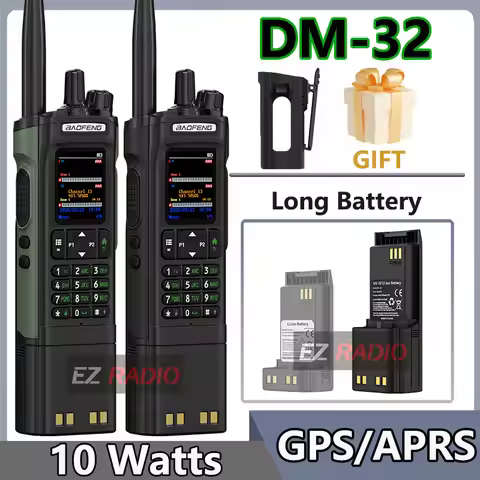 BAOFENG DM-32 DM32 Extended Battery 10W DMR Ham 2 Way Radio GPS Matching Writing Frequency Satellite
