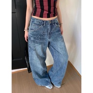 Cool y2k women's low-rise blue jeans