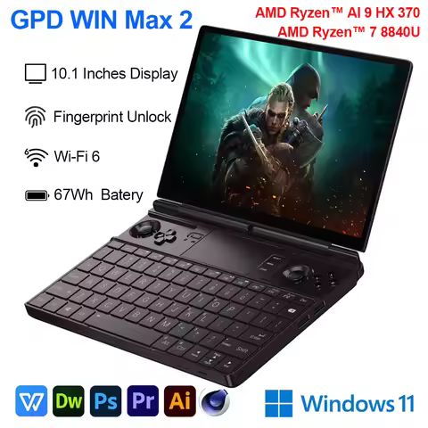 GPD WIN MAX 2 Mini Laptop AMD AI 9 HX 370 32GB RAM 2TB SSD LPDDR5 Al PC 35w TDP 10.1'' Handheld Port