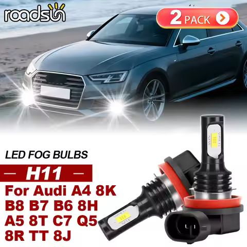 ROADSUN 2PCS For Audi A4 8K B8 B7 B6 8H A5 8T C7 Q5 8R TT 8J Canbus Car LED Fog Lights Ultra Fog Lam