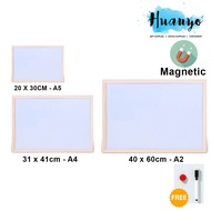 Sanko Star Natural Wooden Frame Portable Thin Magnetic White Board (A4/A3/A2 Size 20 x 30 / 31 x 41
